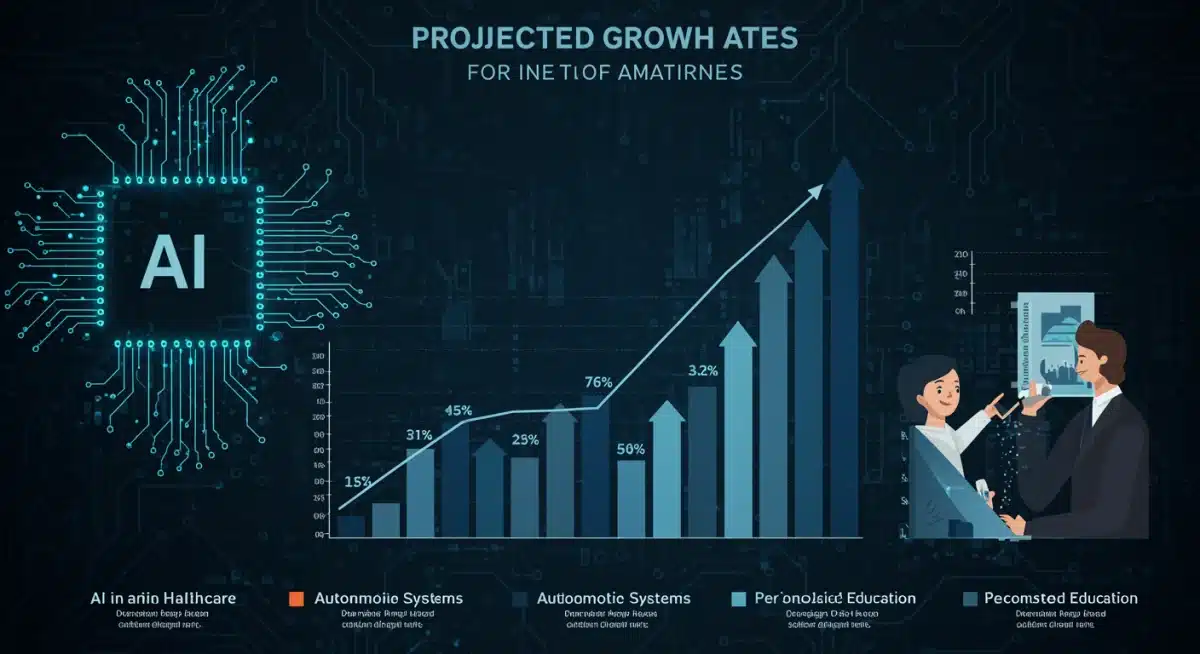 Projected growth rates of AI in key US sectors by 2025