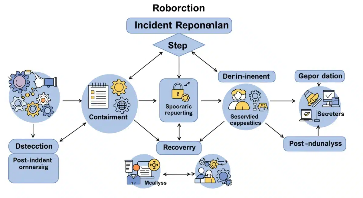 Flowchart depicting a comprehensive incident response plan for cybersecurity threats.