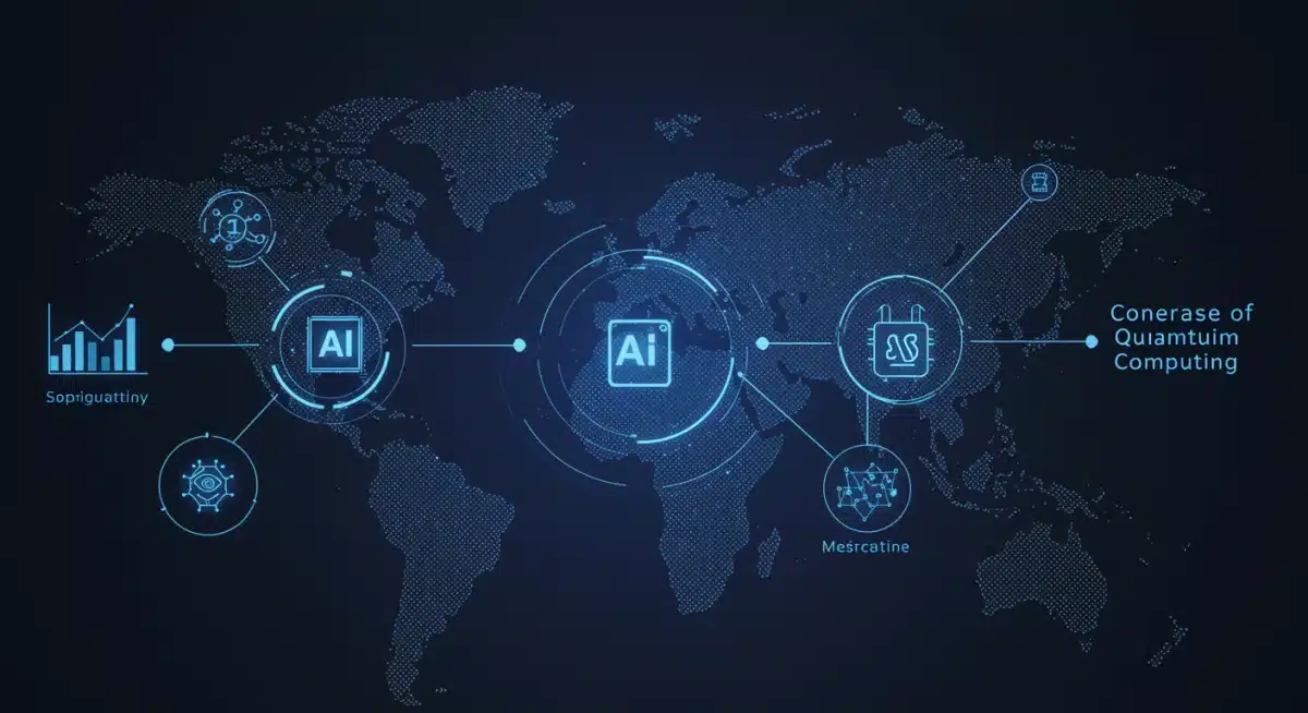 Infographic showing convergence of AI and quantum computing innovations