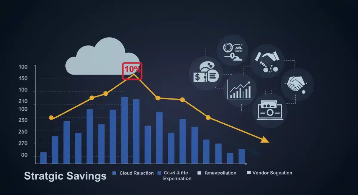 Graph illustrating a 10% reduction in cloud spending through strategic analysis and negotiation.