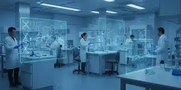 Scientists working with advanced genetic sequencing technology in a modern lab.