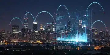 Futuristic city representing US digital economy growth