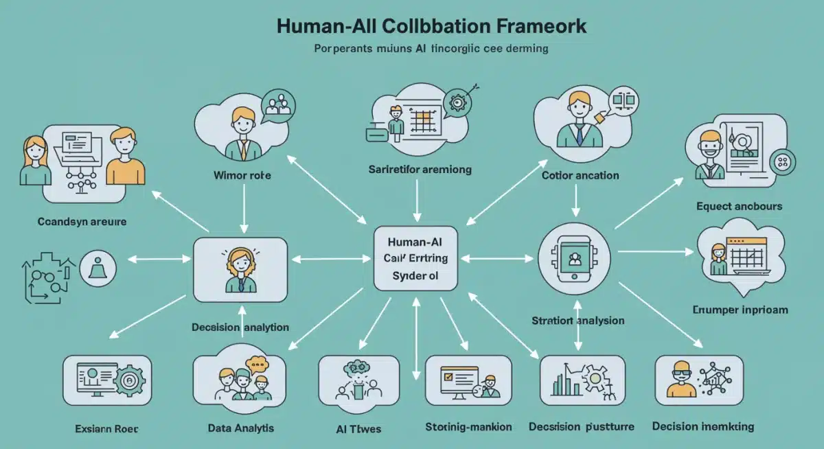 Infographic detailing components of a human-AI collaboration framework.