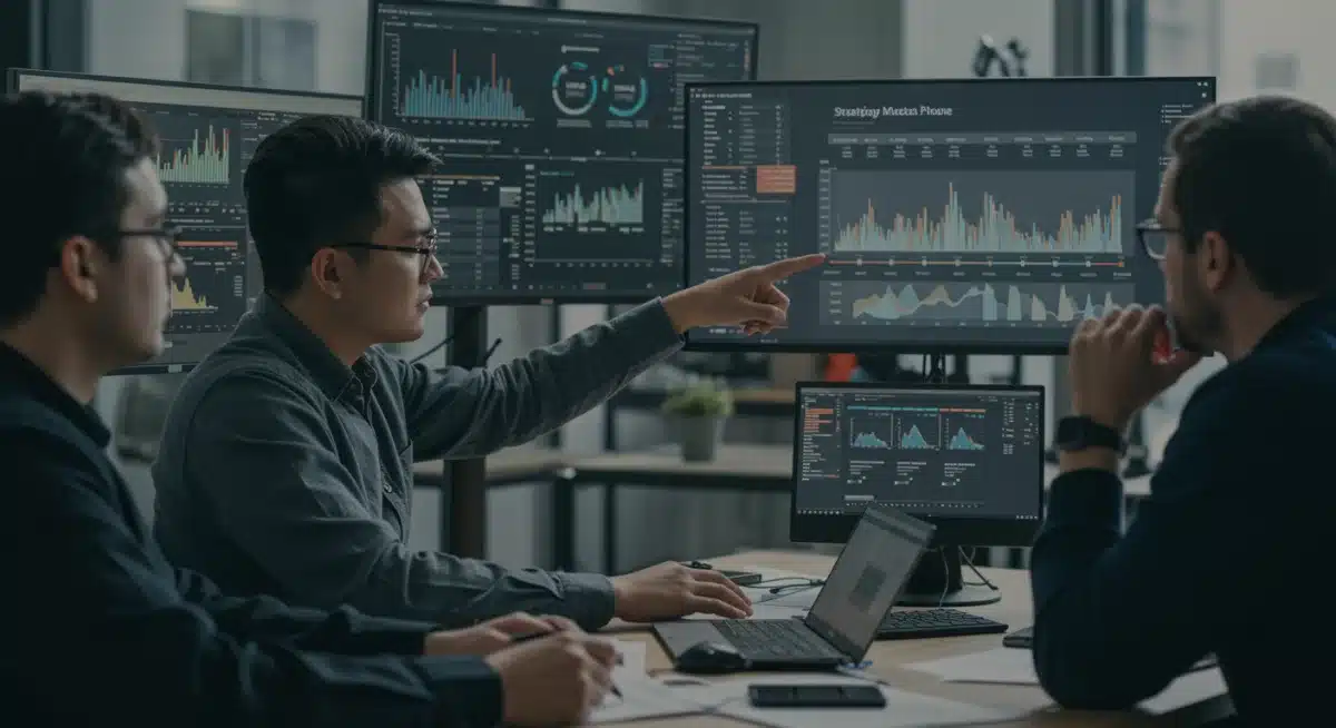 Cybersecurity team collaborating on a strategic plan for protocol implementation and compliance, with a timeline indicating March 2026.