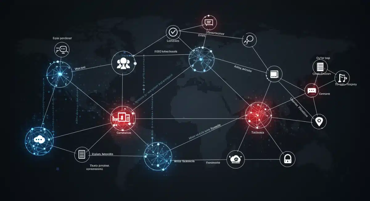 Complex network diagram illustrating interconnected systems and points of vulnerability in US infrastructure.