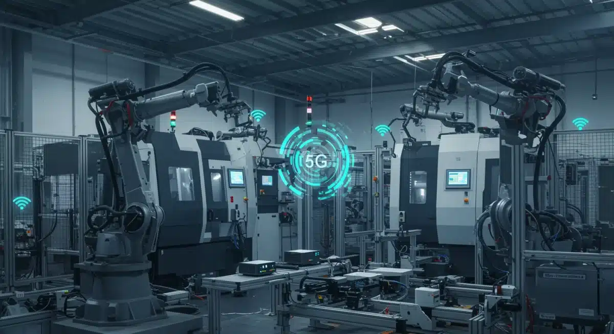 Smart factory with 5G-connected robots and edge computing devices