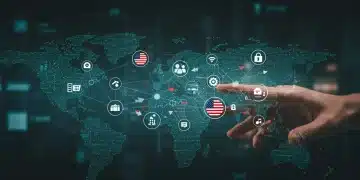 Digital network illustrating US tech policy impact on business