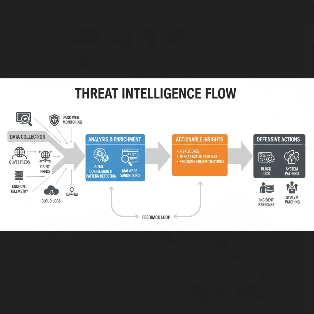 Infographic showing the lifecycle and sources of advanced threat intelligence.