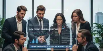 Business team collaborating on US data privacy compliance strategy