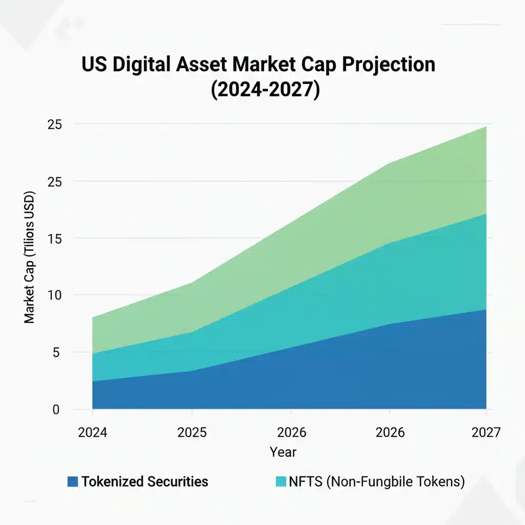 Projected growth chart of US digital asset market capitalization 2024-2027