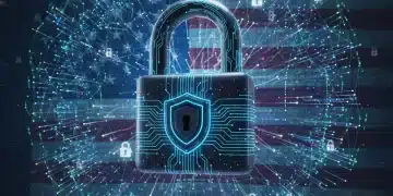 Digital padlock protecting US business data from future cyber threats in 2026