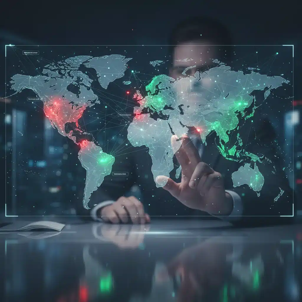 Global digital ecosystem showing areas of AI regulatory impact and innovation.