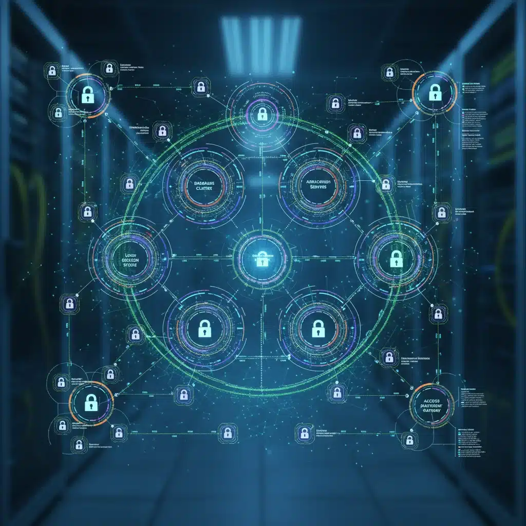 Detailed network diagram illustrating a comprehensive zero-trust security model.