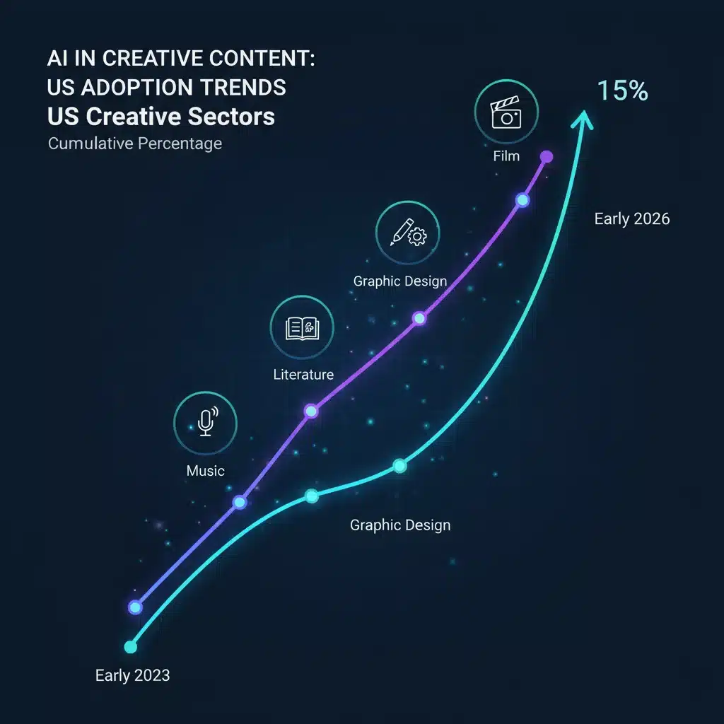 Chart showing increasing AI adoption in US creative content creation