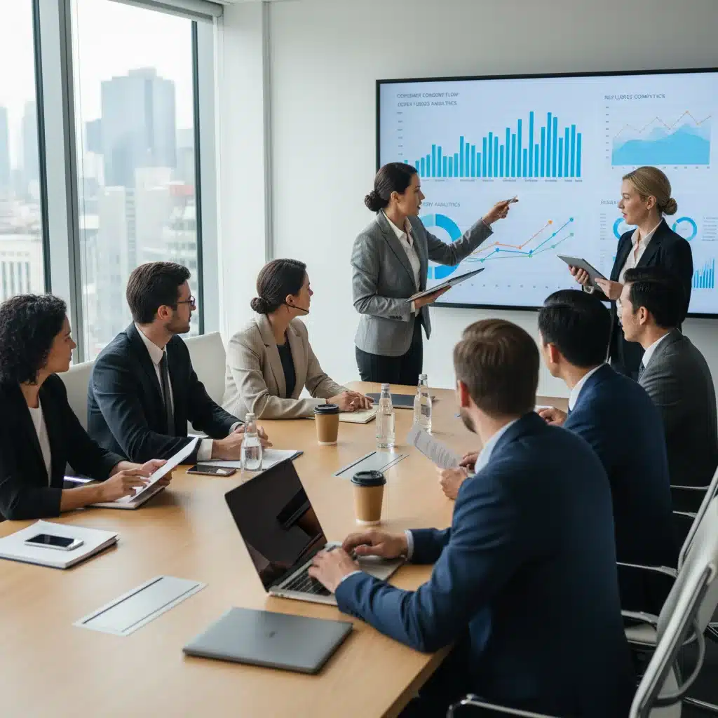 Marketing and legal teams collaborating on data privacy strategy and consumer consent in a meeting.
