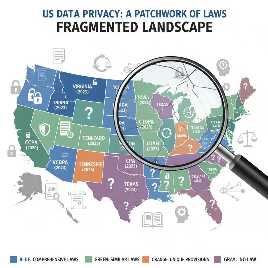 Fragmented US state data privacy regulations landscape
